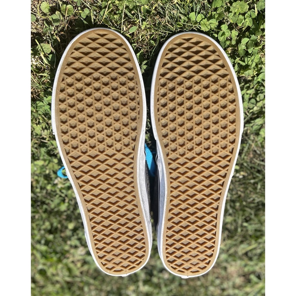 Vans Shoes Mens Size 9.5 Black Blue Lace Up Low Top Casual Skate Sneakers Canvas - Picture 12 of 13